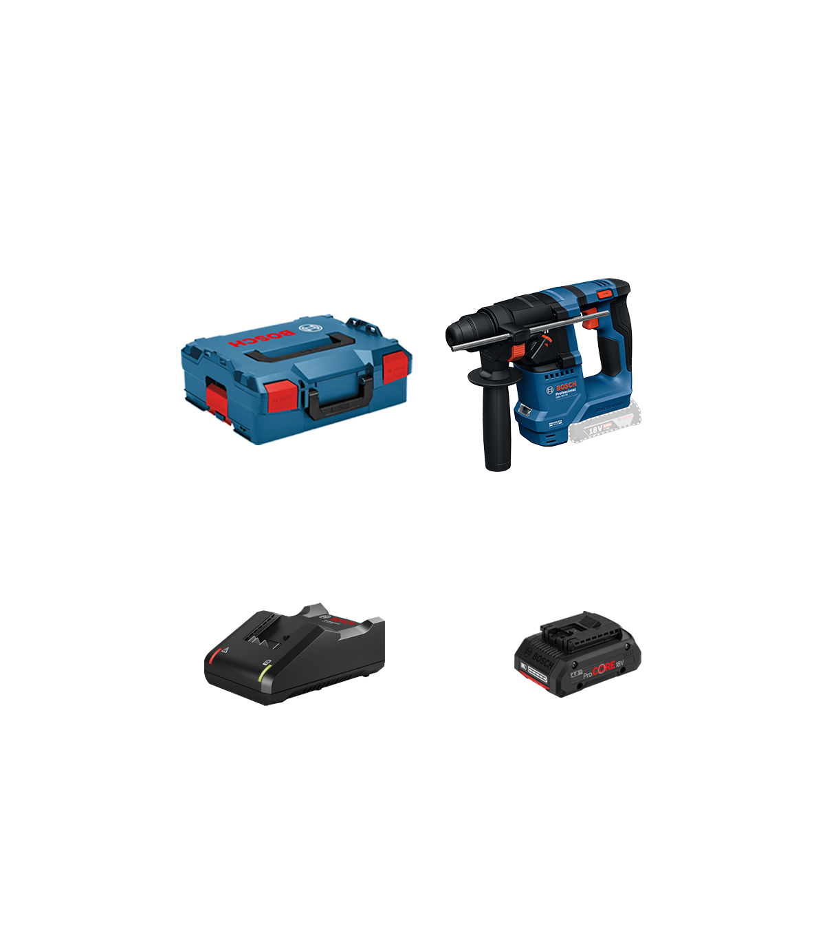 Perforateur SDS Plus GBH 18V-18 + 1 batterie Procore 18V 4 Ah + 1 chargeur GAL 18V-40 BOSCH