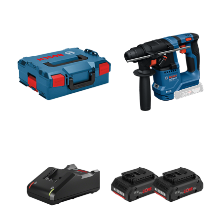 Perforateur SDS Plus GBH 18V-18 + 2 batteries Procore 18V 4 Ah + 1 chargeur GAL 18V-40 BOSCH