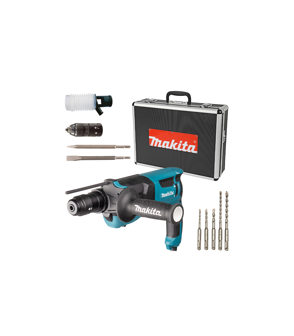 Perfo-burineur SDS-Plus 800W HR2630TX4 + Kit d'accessoires MAKITA