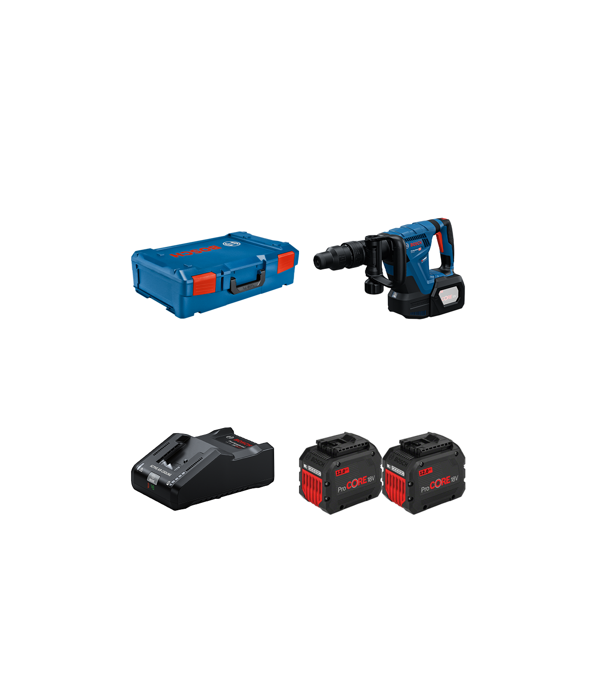 Perforateur SDS Max GSH 18V-5 + 2 batteries Procore 18V 12 Ah + 1 chargeur GAL 18V-160 BOSCH