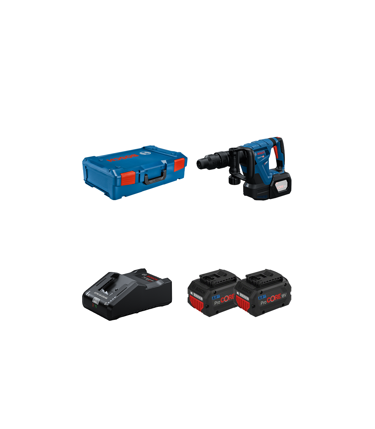 Perforateur SDS Max GSH 18V-5 + 2 batteries Procore 18V 8 Ah + 1 chargeur GAL 18V-160 BOSCH