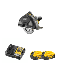 Scie circulaire 18V Ø184 mm DCS383N-XJ + 2 batterie 18V 5 Ah + 1 chargeur DCB1104-QW DEWALT