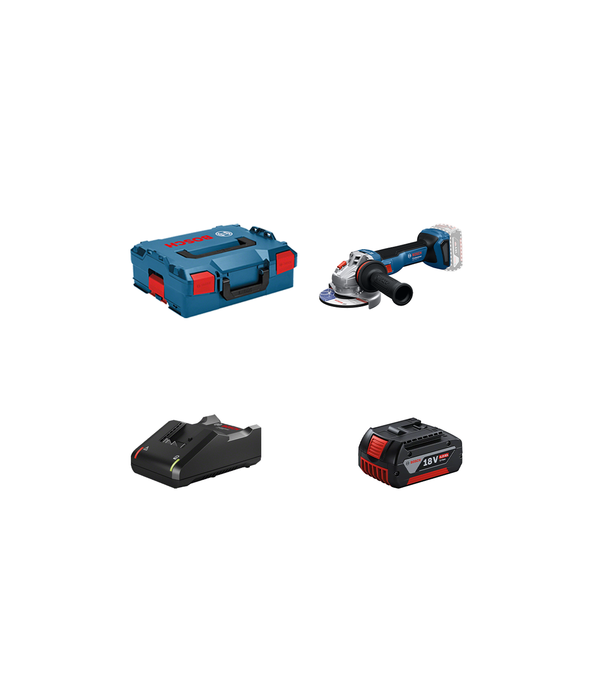 Meuleuse Ø125 mm GWS 18V-11 + 1 batterie GBA 18V 4 Ah + Chargeur GAL 18V-40 BOSCH