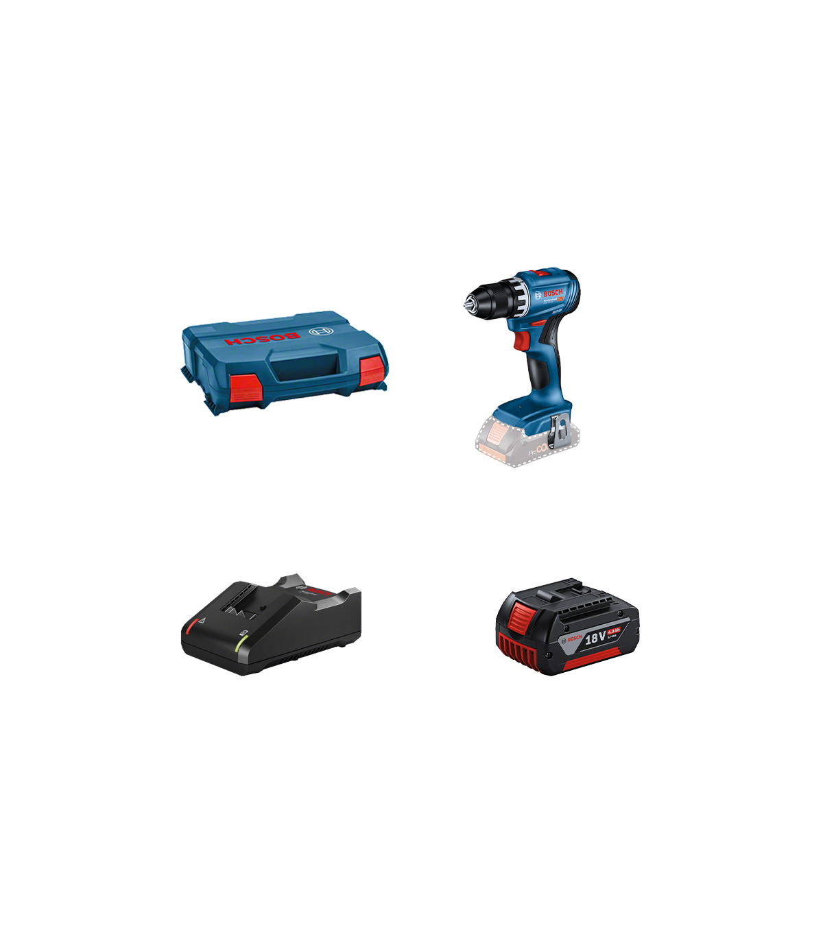 Perceuse-visseuse GSR 18V-45 + 1 batterie GBA 18V 4 Ah + 1 chargeur GAL 18V-40 BOSCH