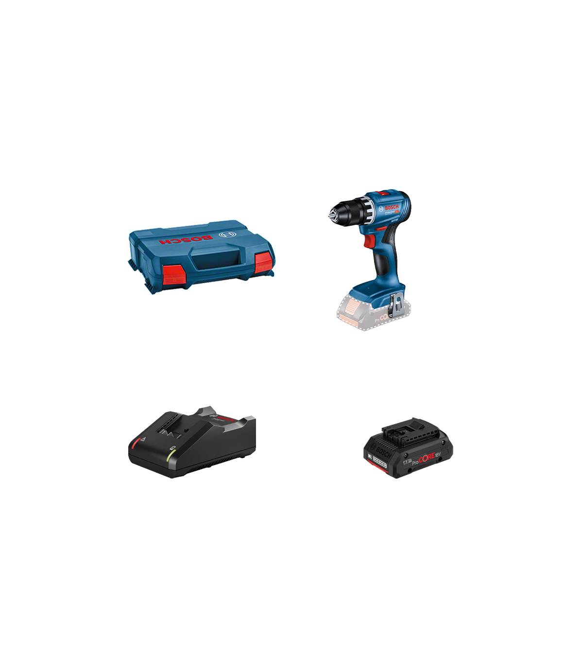 Perceuse-visseuse GSR 18V-45 + 1 batterie Procore 18V 4 Ah + 1 chargeur GAL 18V-40 BOSCH