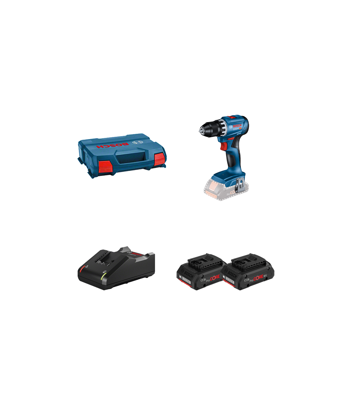 Perceuse-visseuse GSR 18V-45 + 2 batteries Procore 18V 4 Ah + 1 chargeur GAL 18V-40 BOSCH