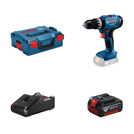 Perceuse-visseuse à percussion GSB 18V-25 BOSCH + 1 batterie GBA 18V 4 Ah + 1 chargeur GAL 18V-40 BOSCH