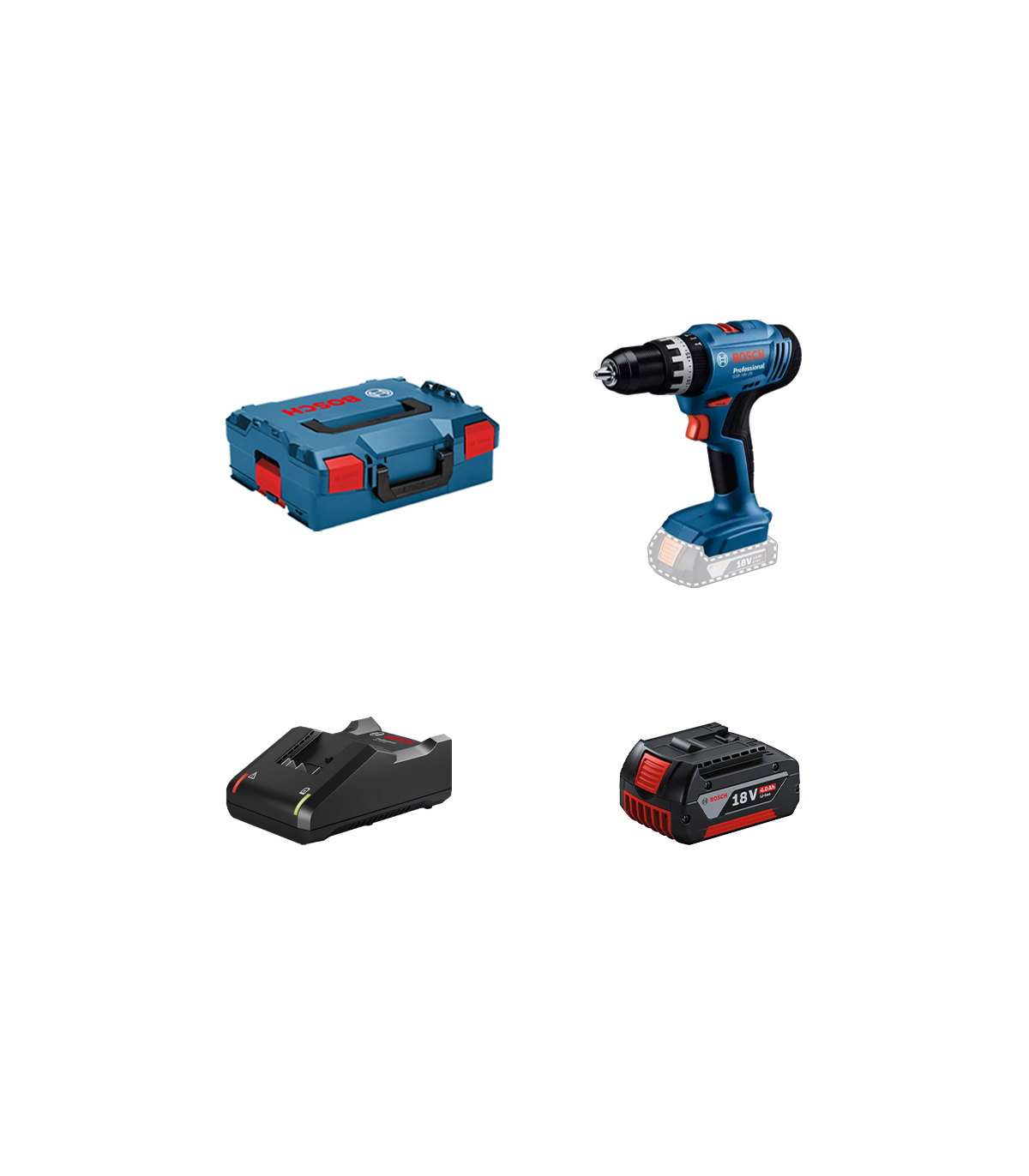 Perceuse-visseuse à percussion GSB 18V-25 BOSCH + 1 batterie GBA 18V 4 Ah + 1 chargeur GAL 18V-40 BOSCH