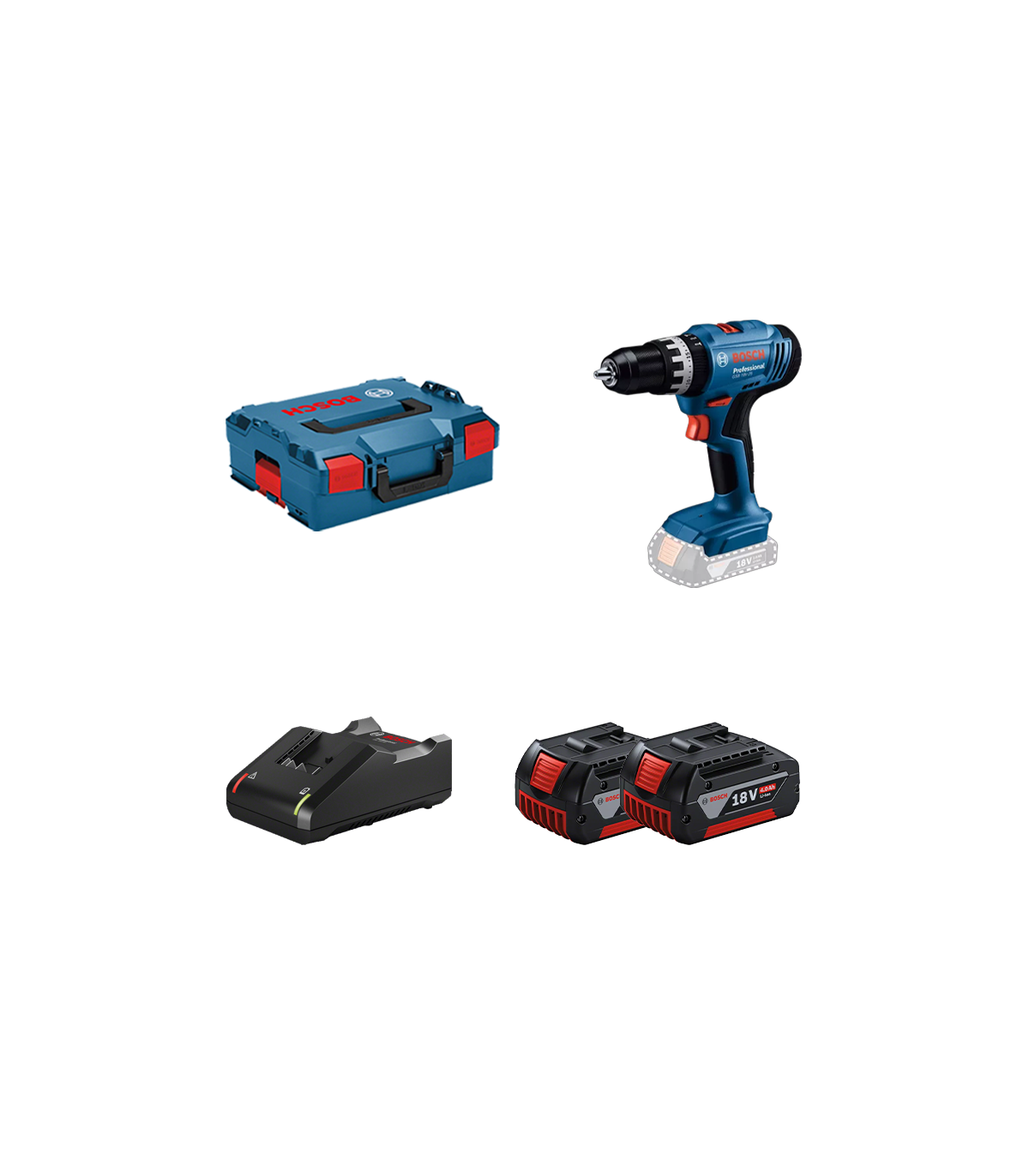 Perceuse-visseuse à percussion GSB 18V-25 BOSCH + 2 batterie GBA 18V 4 Ah + 1 chargeur GAL 18V-40 BOSCH
