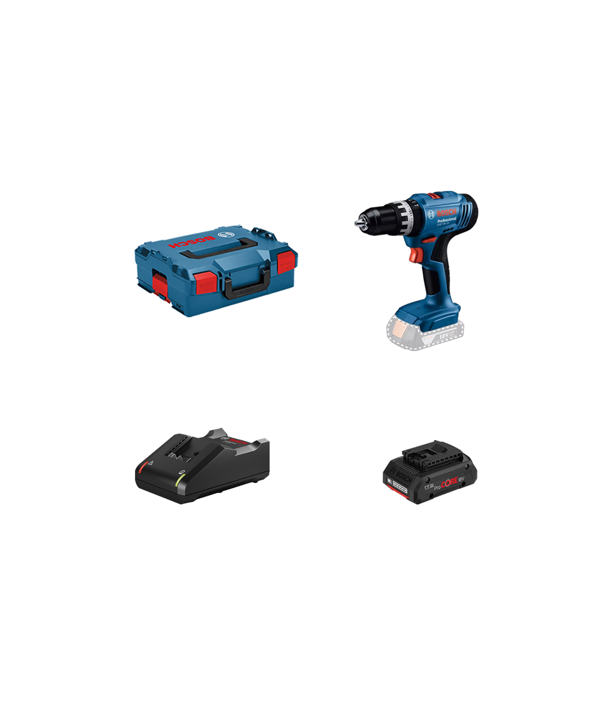 Perceuse-visseuse à percussion GSB 18V-25 BOSCH + 1 batterie Procore 18V 4 Ah + 1 chargeur GAL 18V-40 BOSCH
