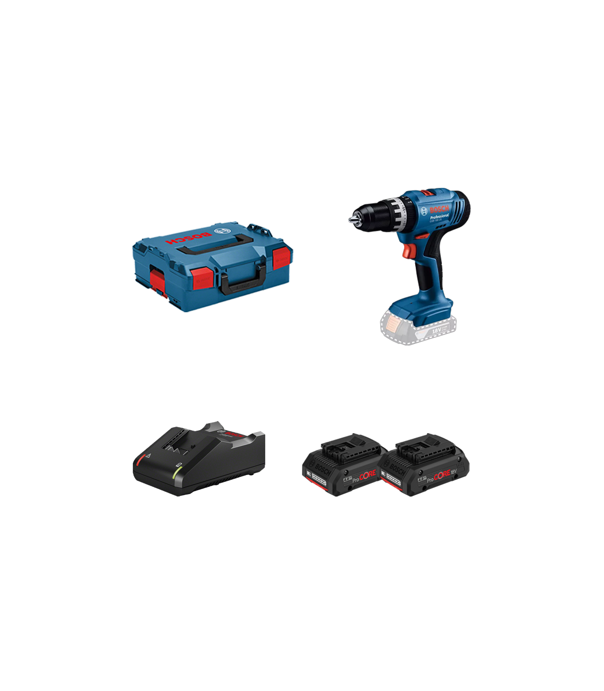 Perceuse-visseuse à percussion GSB 18V-25 BOSCH + 2 batteries Procore 18V 4 Ah + 1 chargeur GAL 18V-40 BOSCH