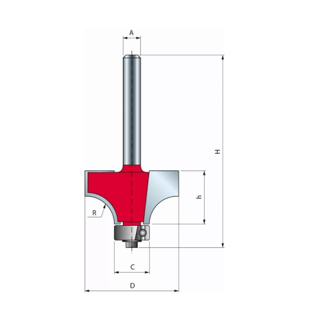 Fraise 8 mm pour arrondi convexe Ø 25.4 / h 12.7 FREUD