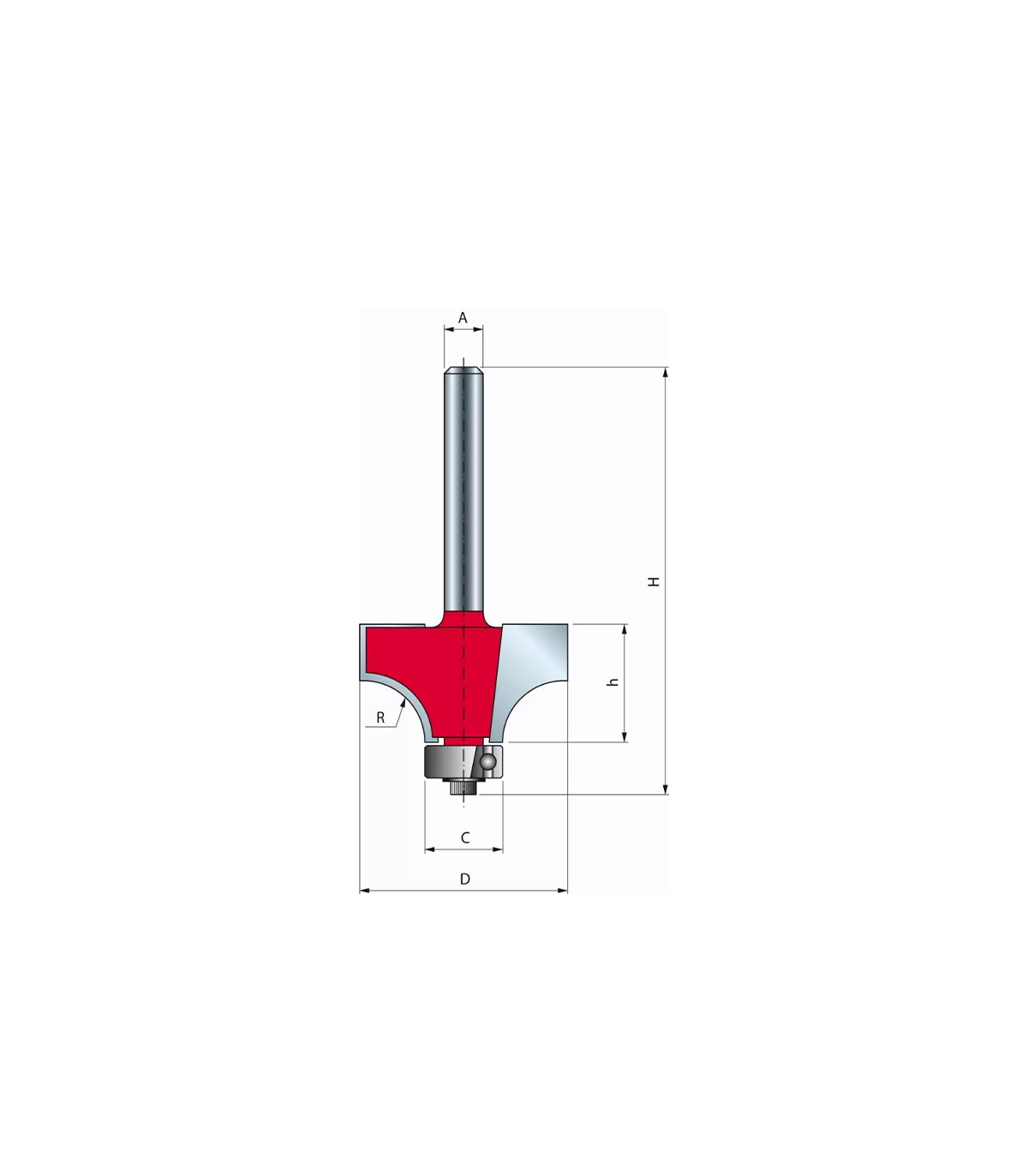 Fraise 8 mm pour arrondi convexe Ø 25.4 / h 12.7 FREUD