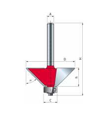 Fraise 8 mm à chanfreiner avec roulement supérieur Ø 25.4 / h 20 FREUD