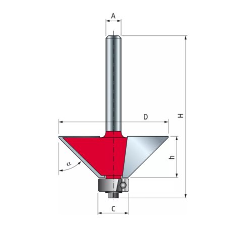 Fraise 8 mm à chanfreiner avec roulement supérieur Ø 25.4 / h 20 FREUD