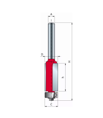 Fraise 8 mm à ébarber avec roulement supérieur Ø 9.53 / h 6.35 FREUD