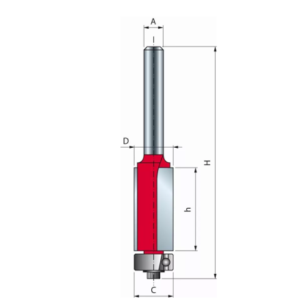 Fraise 8 mm à ébarber avec roulement supérieur Ø 9.53 / h 6.35 FREUD