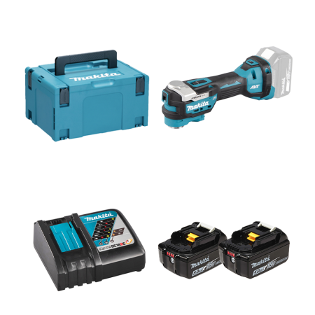 Outil multifonctions 18V DTM52ZJ + 2 batteries BL1850B 18V 5 Ah + 1 chargeur rapide DC18RC MAKITA