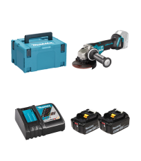 Meuleuse Ø125mm 18V DGA508ZJ + 2 batteries BL1850B 18V 5 Ah + 1 chargeur rapide DC18RC MAKITA