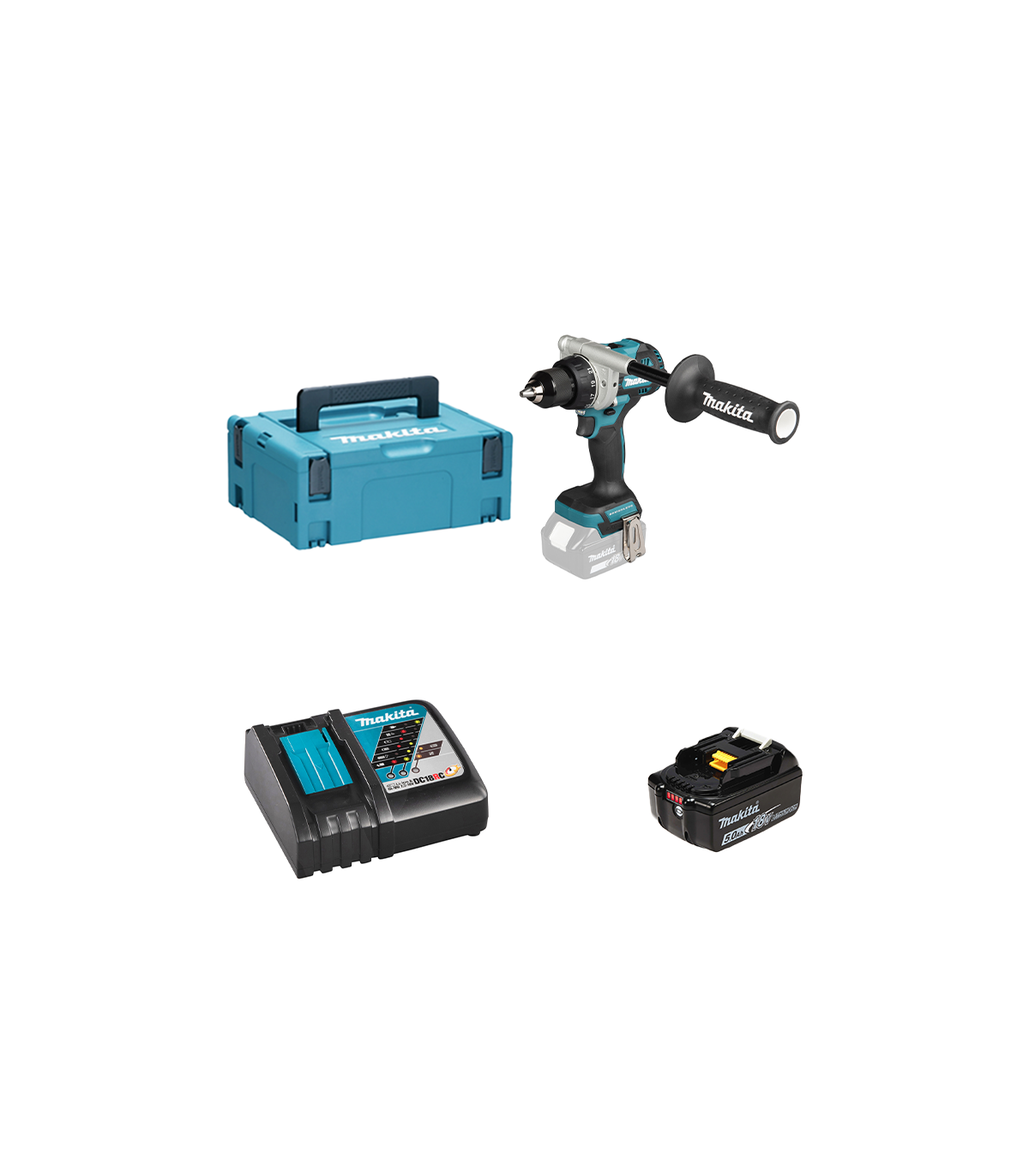 Perceuse-visseuse 18V DDF492ZJ + 1 batterie BL1850B 18V 5 Ah + chargeur rapide DC18RC MAKITA