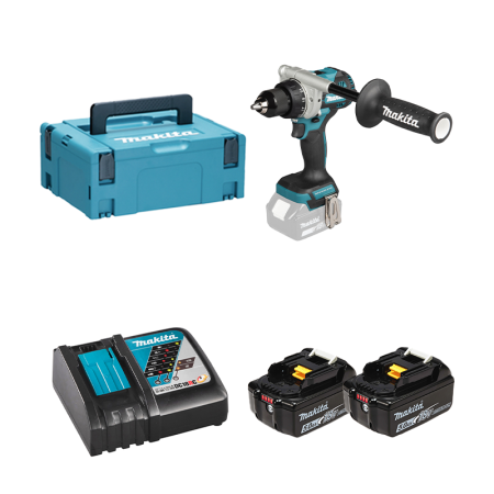 Perceuse-visseuse 18V DDF492ZJ + 2 batteries BL1850B 18V 5 Ah + chargeur rapide DC18RC MAKITA