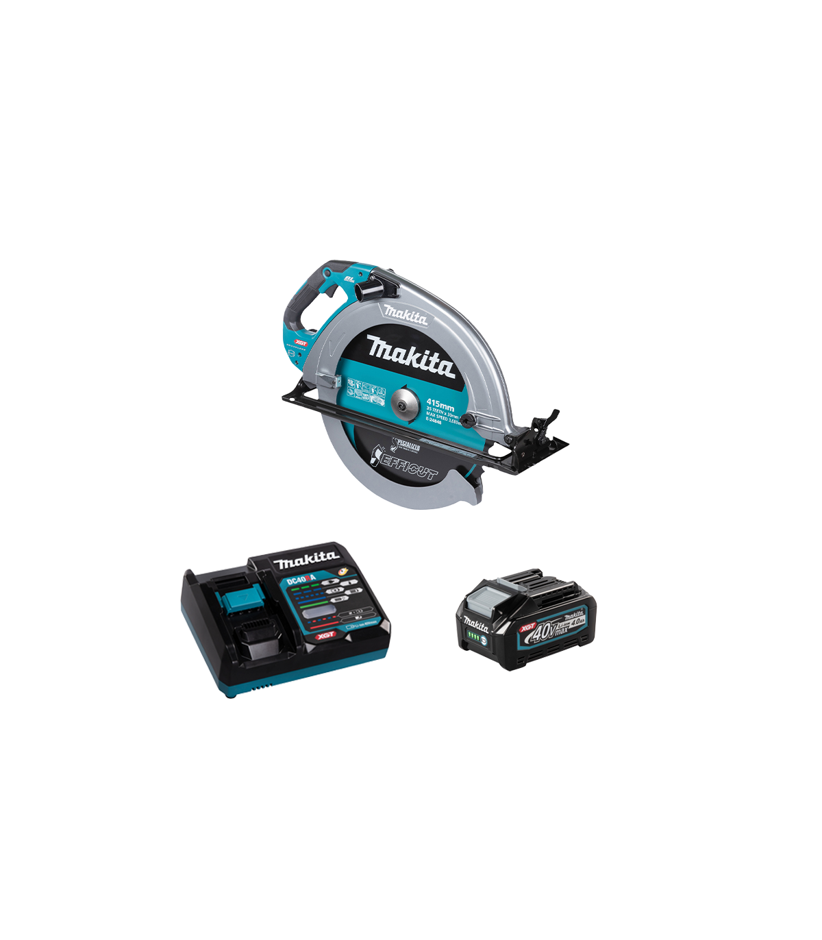 Scie circulaire 40V Ø415 mm HS013GZ + 1 batterie 40V 4 Ah + 1 chargeur rapide DC40RA MAKITA
