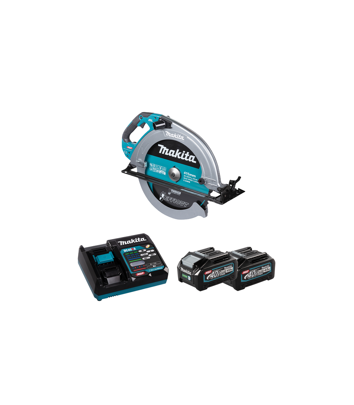 Scie circulaire 40V Ø415 mm HS013GZ + 2 batteries 40V 4 Ah + 1 chargeur rapide DC40RA MAKITA