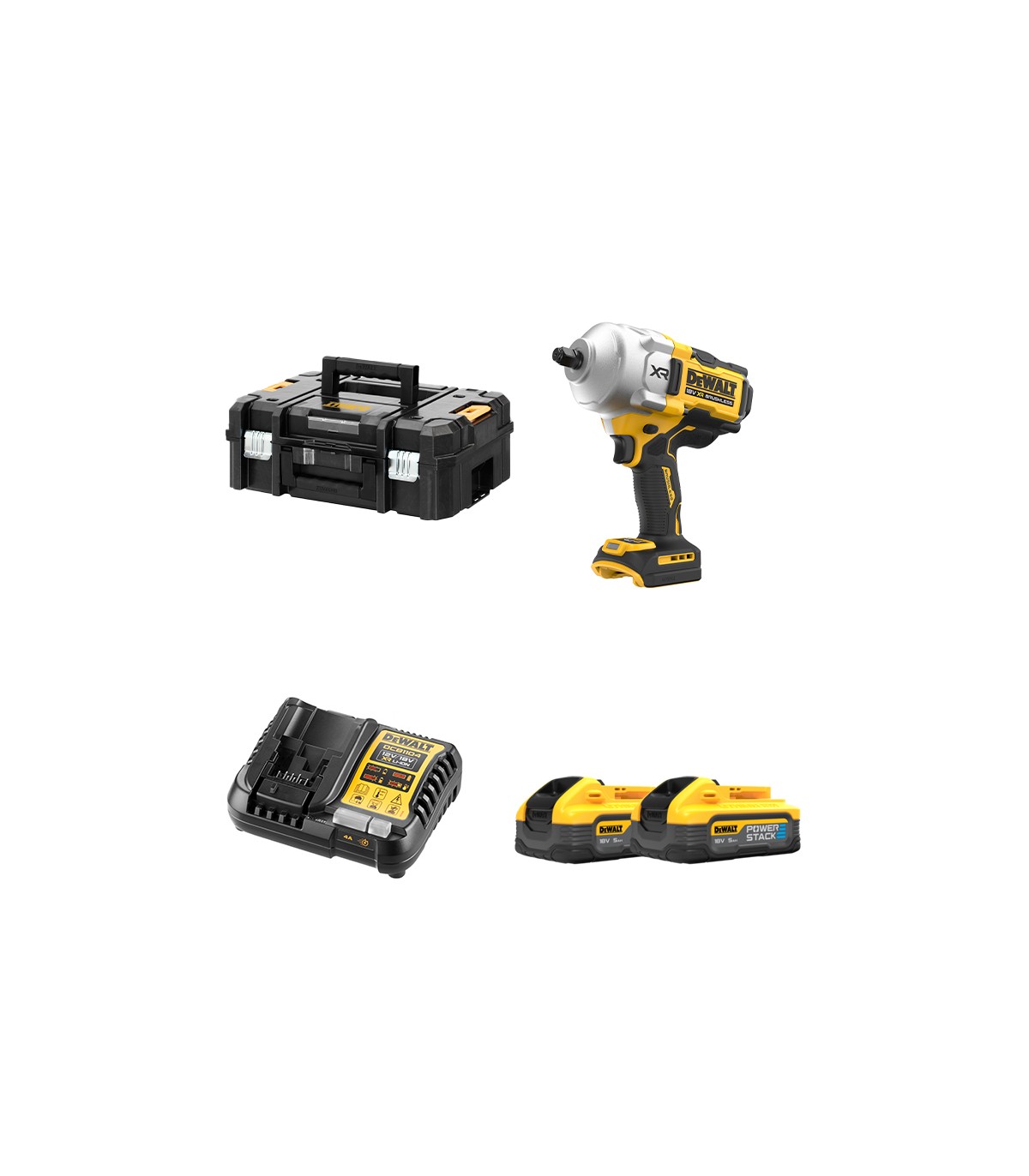 Boulonneuse 18V 1/2" DCF961NT-XJ + 2 batteries 18V 5 Ah POWERSTACK + 1 chargeur DCB1104-QW DEWALT