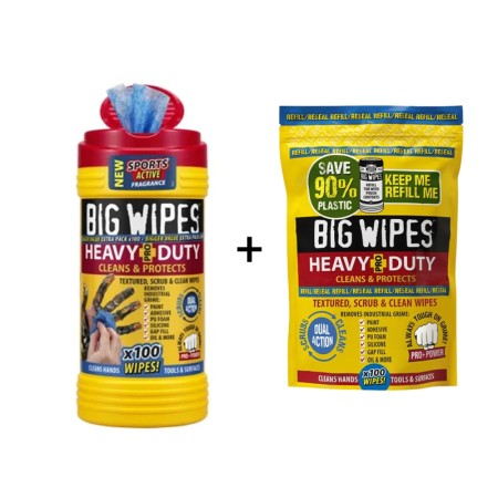 Boite de 100 lingettes HEAVY DUTY + recharge de 100 lingettes BIG WIPES