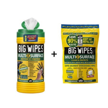 Boite de 80 lingettes multi surfaces + recharge de 80 lingettes BIG WIPES