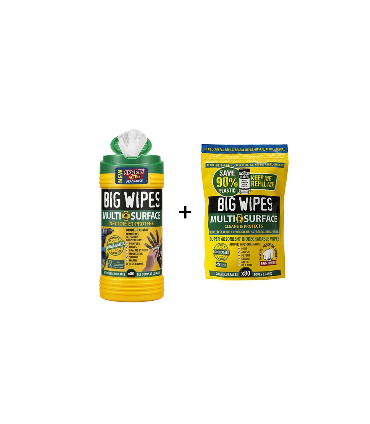 Boite de 80 lingettes multi surfaces + recharge de 80 lingettes BIG WIPES