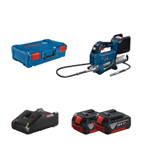 Pompe à graisse 18V GFP 18V-10 + 2 batteries GBA 18V 4 Ah + 1 Chargeur GAL 18V-40 BOSCH