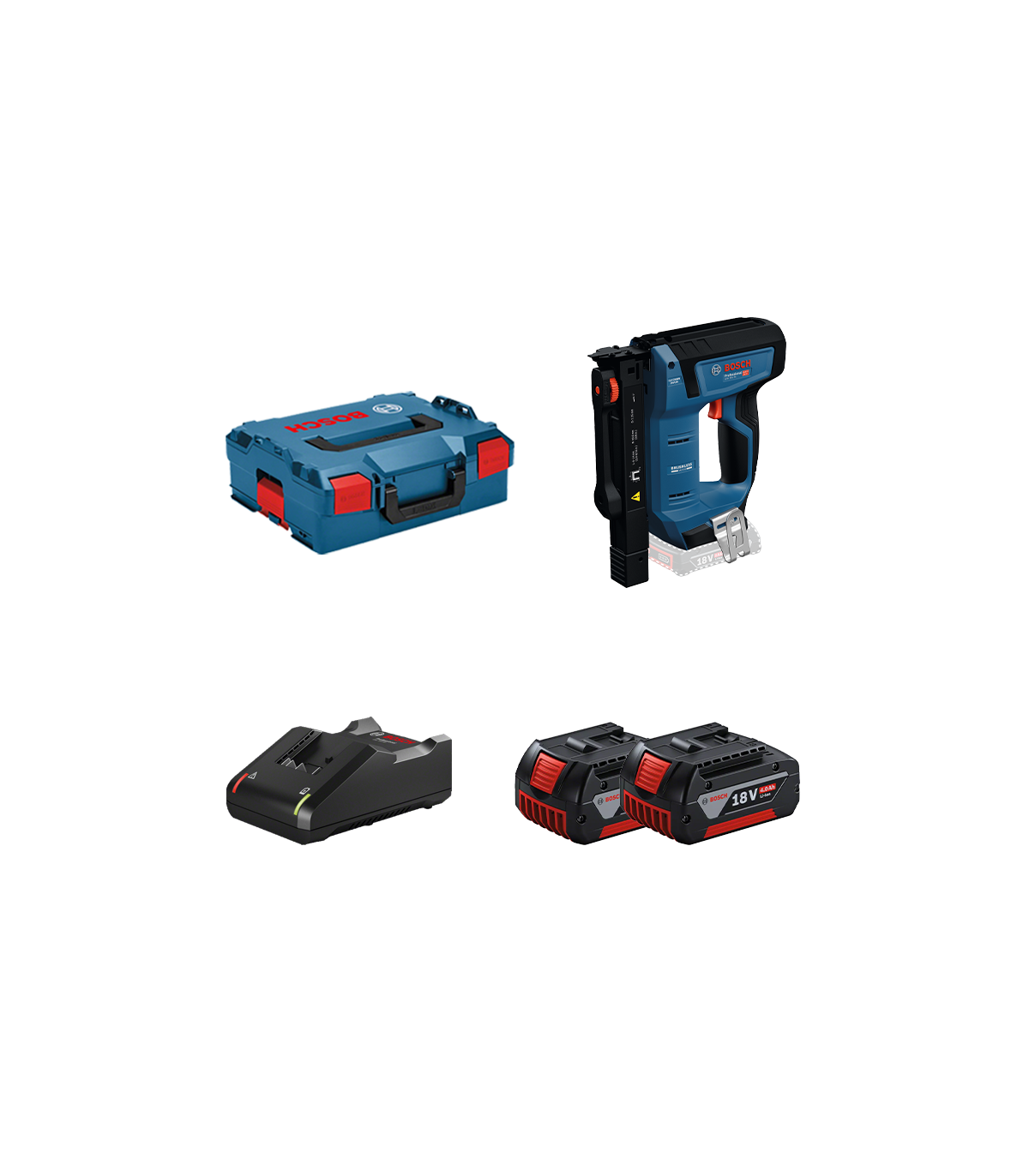 Agrafeuse GTH 18V-14 + 2 batteries GBA 18V 4 Ah + 1 Chargeur GAL 18V-40 BOSCH