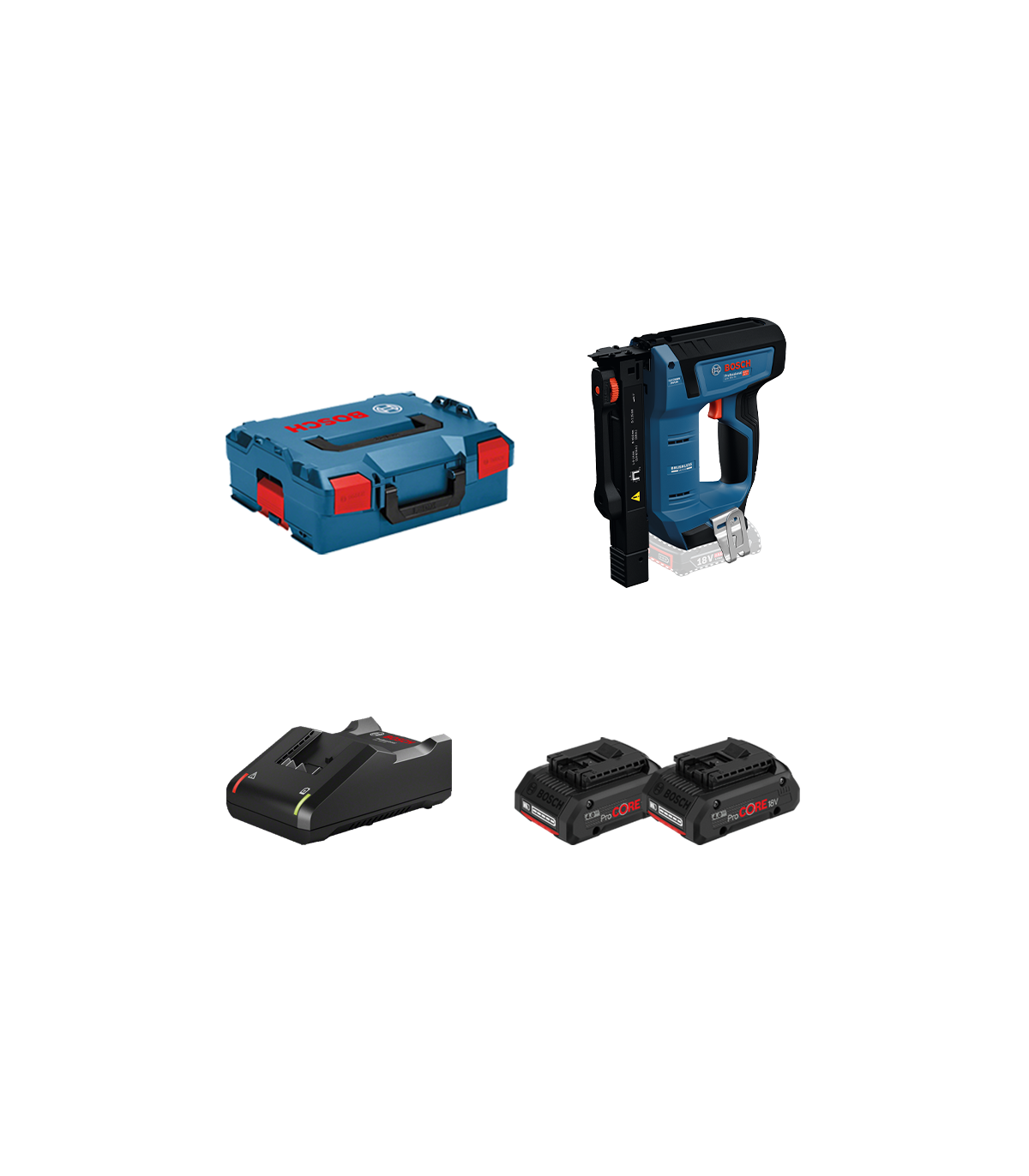 Agrafeuse GTH 18V-14 + 2 batteries ProCore 18V 4 Ah + 1 Chargeur GAL 18V-40 BOSCH
