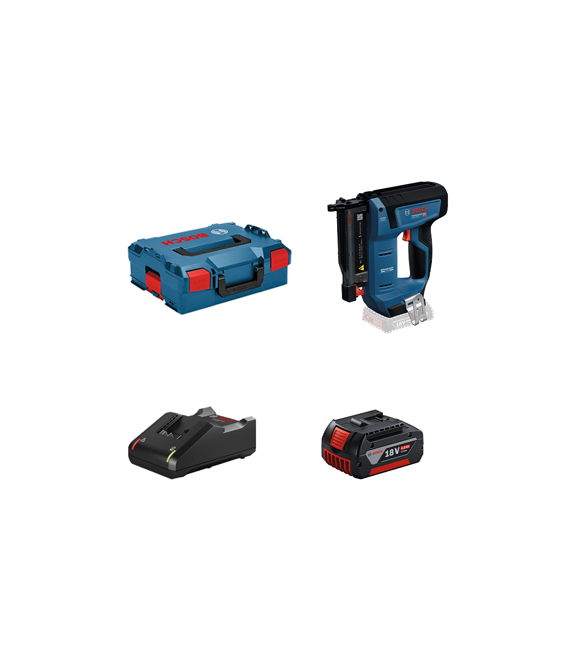 Cloueur de finition GNH 18V-35 + 1 batterie GBA 18V 4 Ah + 1 Chargeur GAL 18V-40 BOSCH