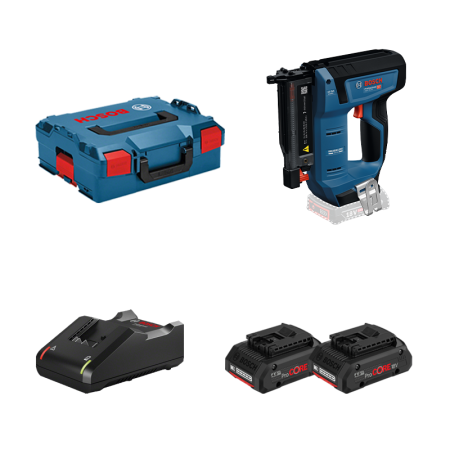 Cloueur de finition GNH 18V-35 + 2 batteries ProCore 18V 4 Ah + 1 Chargeur GAL 18V-40 BOSCH