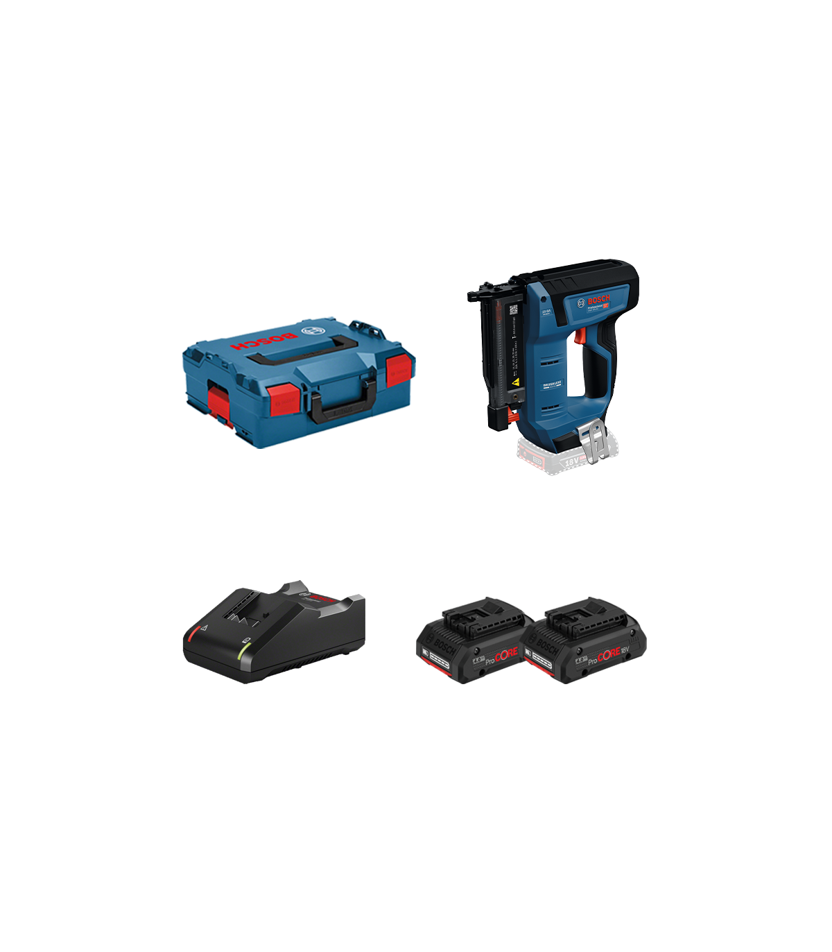 Cloueur de finition GNH 18V-35 + 2 batteries ProCore 18V 4 Ah + 1 Chargeur GAL 18V-40 BOSCH