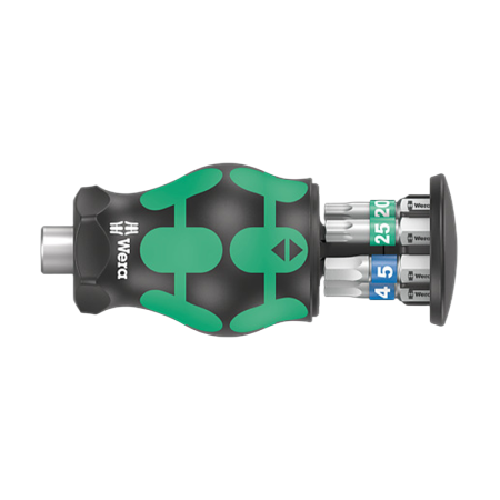 Tournevis Tom Pouce Kraftform Kompakt + 6 embouts TX et Hex-Plus WERA