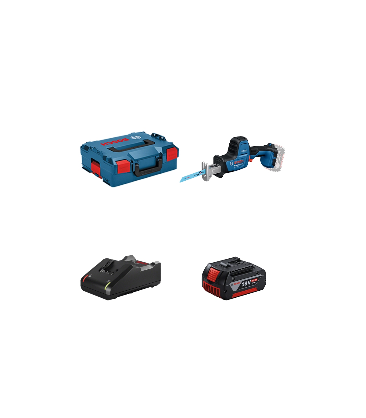 Scie sabre GSA 18V-24 + 1 batterie GBA 18V 4 Ah + 1 chargeur GAL 18V-40 BOSCH