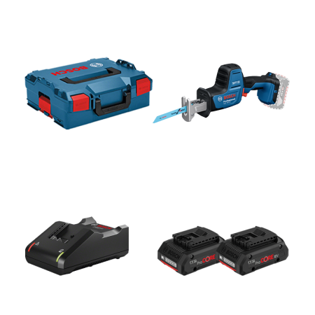 Scie sabre GSA 18V-24 + 2 batteries ProCore 18V 4 Ah + 1 chargeur GAL 18V-40 BOSCH