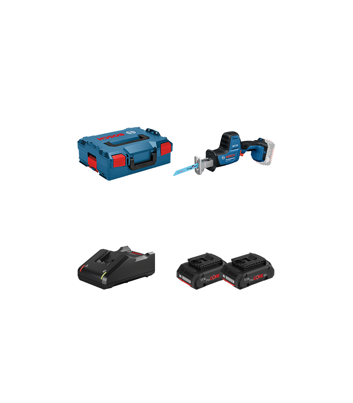 Scie sabre GSA 18V-24 + 2 batteries ProCore 18V 4 Ah + 1 chargeur GAL 18V-40 BOSCH
