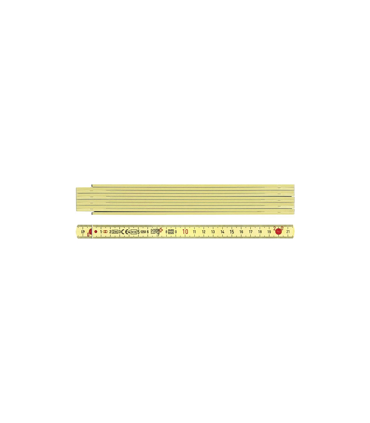 Mètre pliant en plastique jaune 2m Longlife BMI