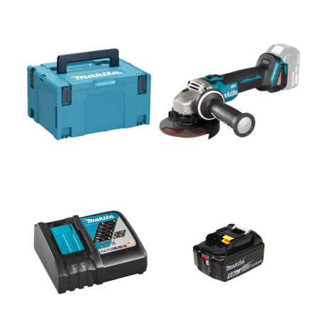 Meuleuse Ø125 mm 18V DGA504ZJ + 1 batterie BL1850B 18V 5 Ah + chargeur rapide DC18RC MAKITA