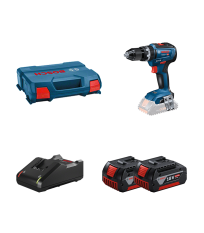 Perceuse-visseuse à percussion GSB 18V-55 en coffret L-CASE + 2 batteries GBA 18V 4 Ah + 1 chargeur GAL 18V-40 BOSCH