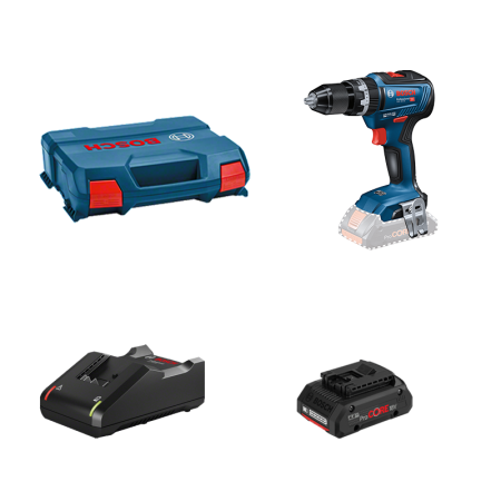 Perceuse-visseuse à percussion GSB 18V-55 en coffret L-CASE + 1 batterie Procore 18V 4 Ah + 1 chargeur GAL 18V-40 BOSCH