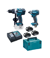 Ensemble de 2 machines 18V (DDF458 + DTD152) DLX2144TJ1 + 3 batteries BL1850 18V 5 Ah + 1 chargeur rapide DC18RC MAKITA