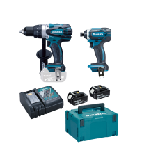 Ensemble de 2 machines 18V (DDF458 + DTD152) DLX2144TJ1 + 2 batteries BL1850 18V 5 Ah + 1 chargeur rapide DC18RC MAKITA