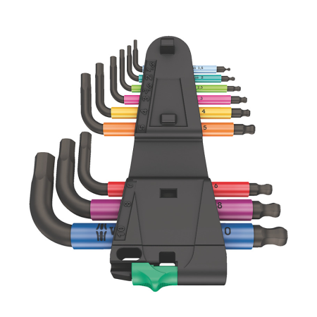 Jeu de 9 clés mâles coudées 950/9 Hex-Plus Multicolour WERA