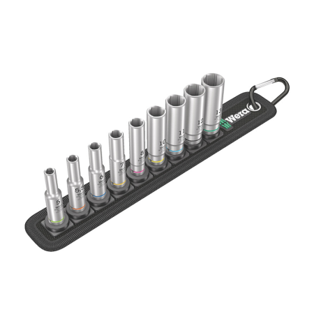 Jeu de 9 douilles longue Zyklop 1/4" Belt A Deep WERA