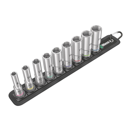 Jeu de 9 douilles longue Zyklop 3/8" Belt B Deep WERA